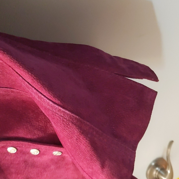 Purple Pinkish Leather Jacket, silver snap buttons - Picture 6 of 6